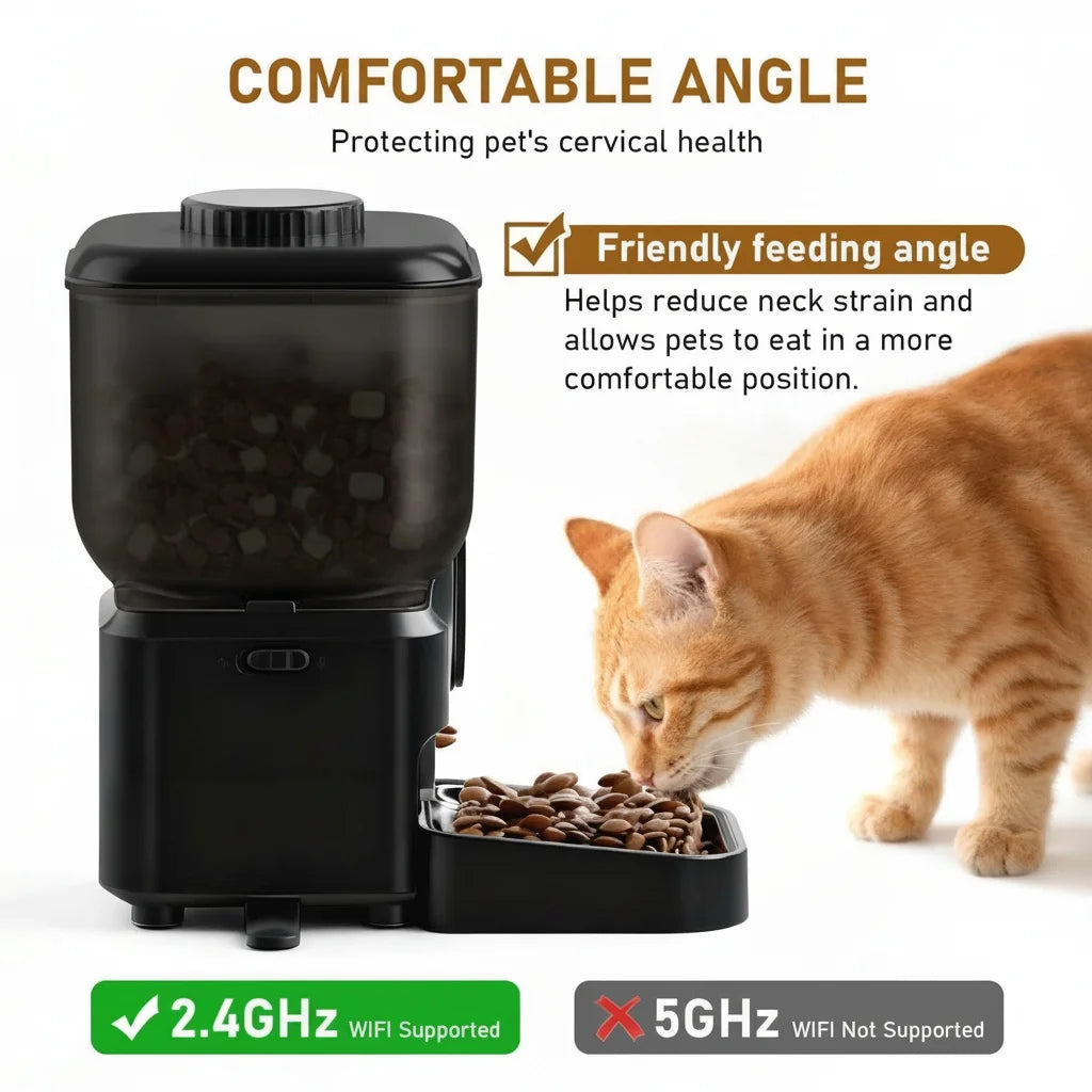 6.5L Automatic Cat Feeder Rechargeable Wifi Smart Pet Feeder App Controlled Cat Feeder With Camera Built-in Battery Cat Dog Feeder