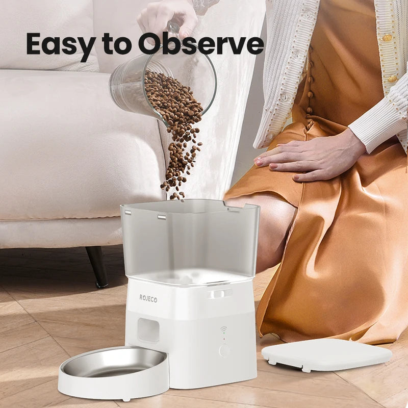 ROJECO smart Dog Feeder – Never Miss a Meal, Control from Anywhere via WiFi