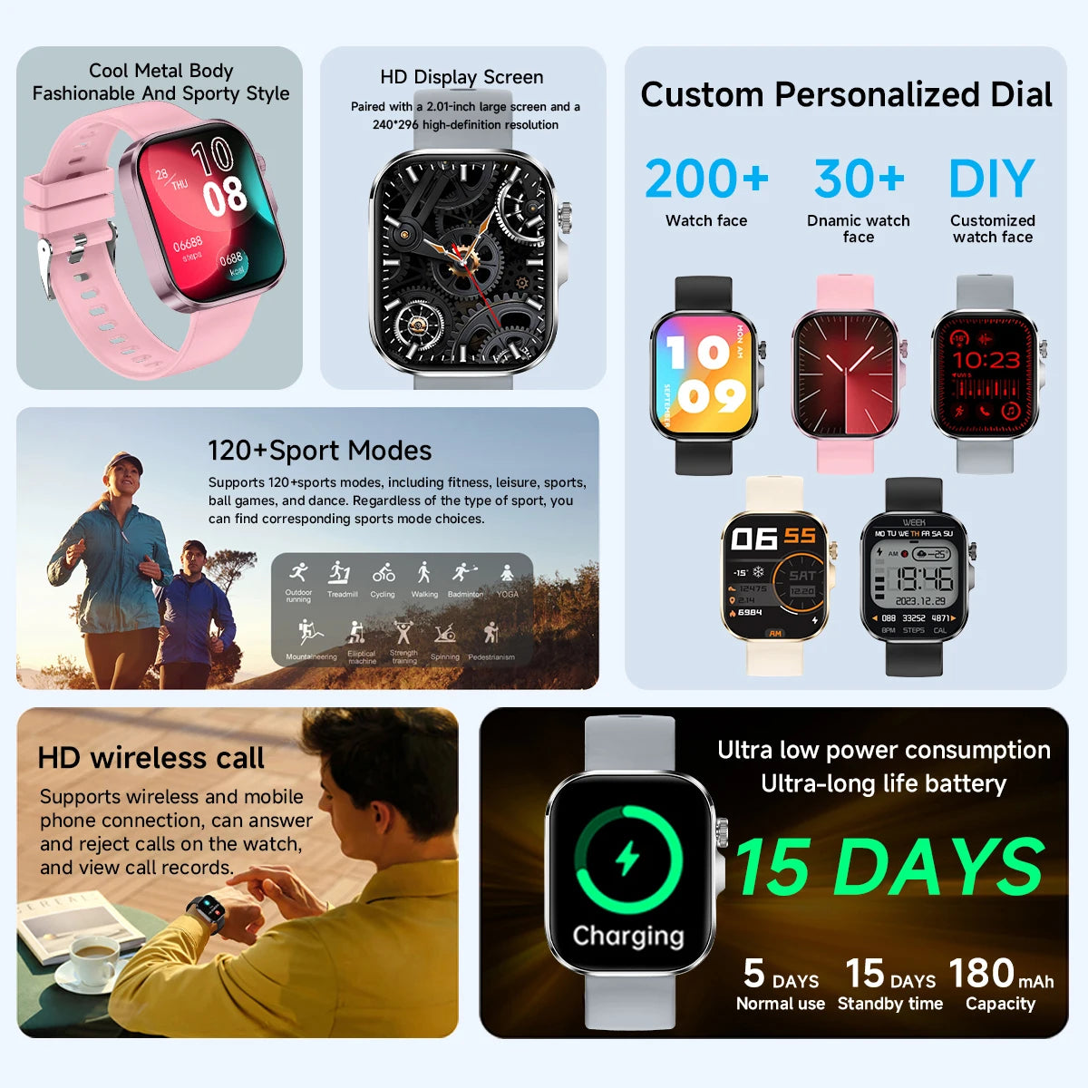 2026 New Hot Smartwatch 2.01 Screen Voice Assistant - flash light