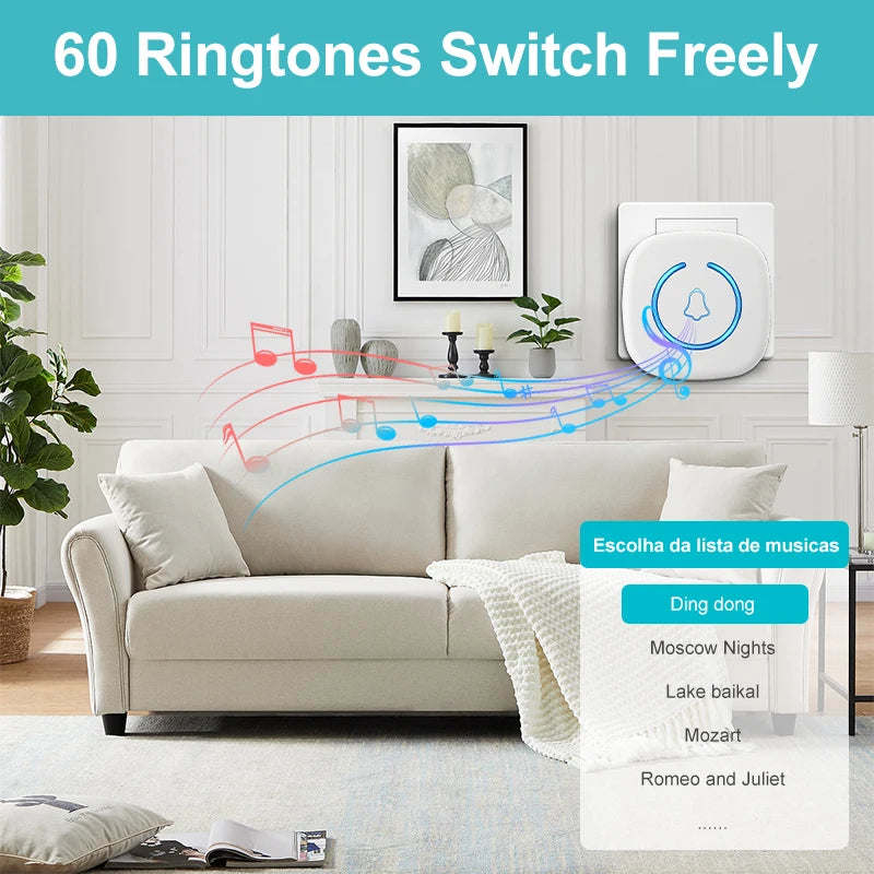 Smart Wireless Doorbell – 300M Range & 60 Melodies