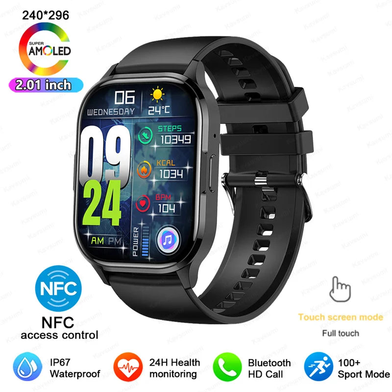 AMOLED 2026 Full circle touch screen, 2.0 inch, NFC, Sleep & Health tracker