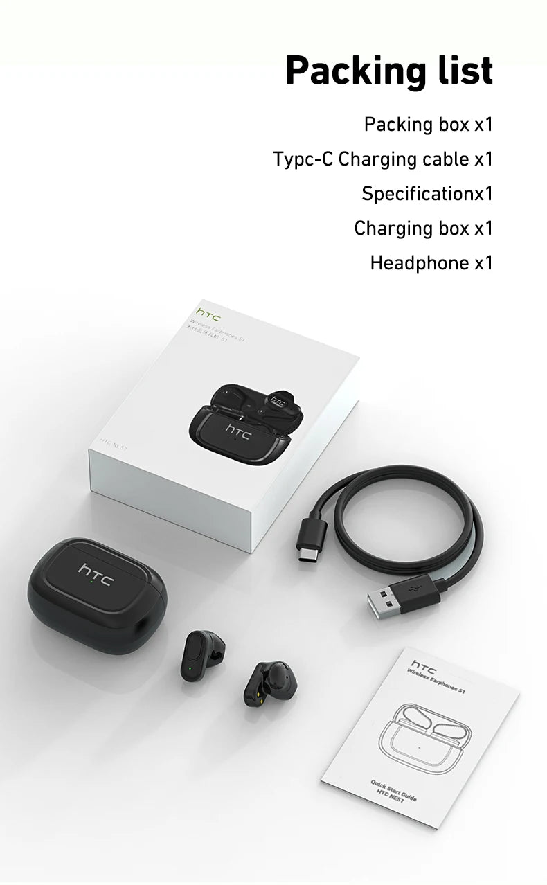 HTC Mini TWS Earbuds – Bluetooth Wireless & Noise Reduction