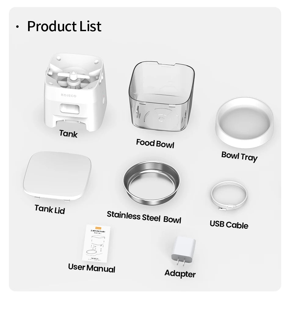 ROJECO smart Dog Feeder – Never Miss a Meal, Control from Anywhere via WiFi