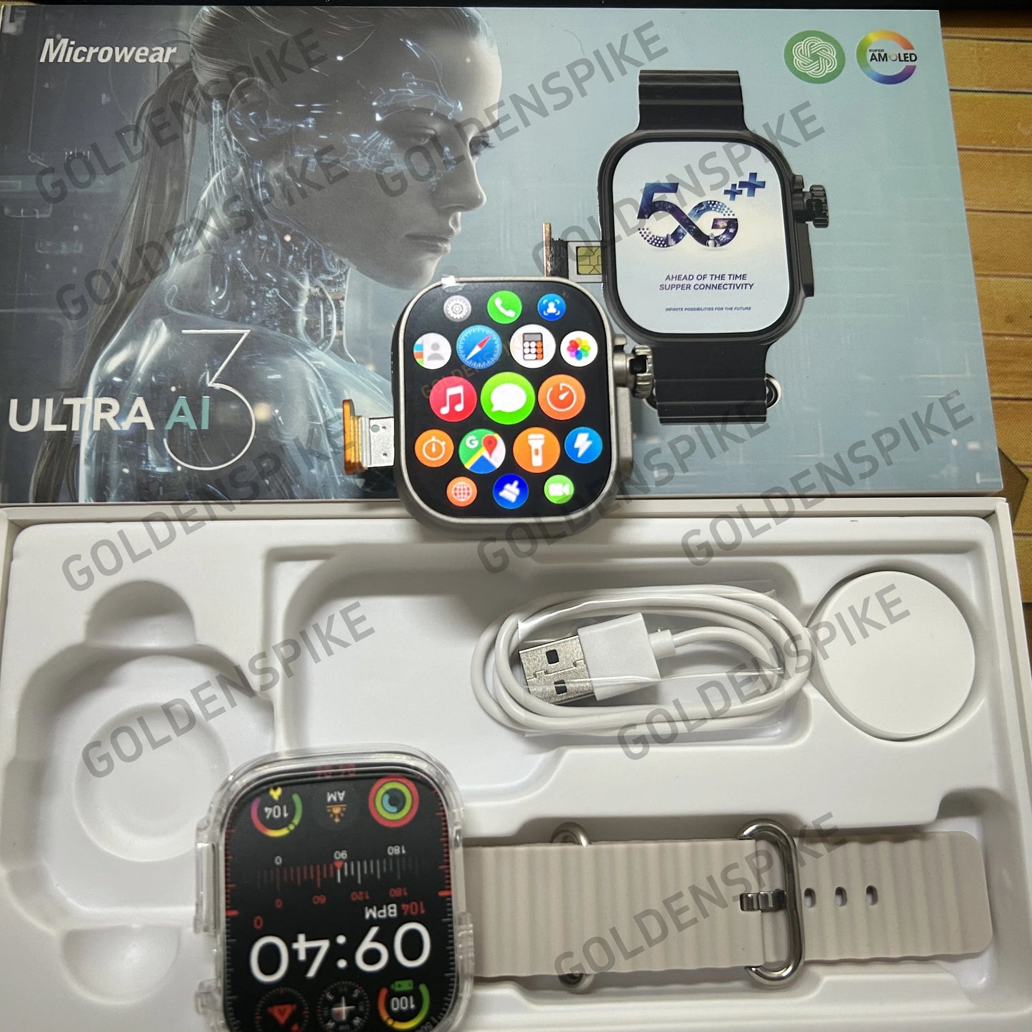 Microwear Ultra Ai3 Smartwatch 5G 180° Rotating Camera Google Play SIM GPS WIFI 2.2inch Amoled HD Display 4G Calling