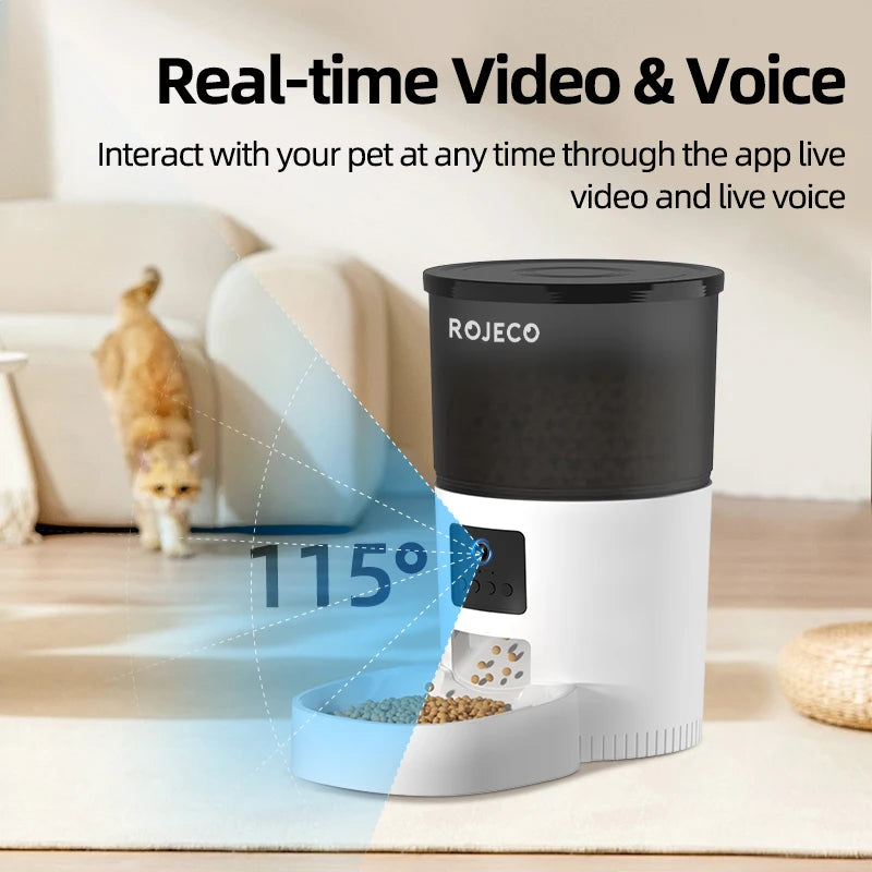 ROJECO Smart Pet Feeder – See, Talk & Feed Your Pets Remotely