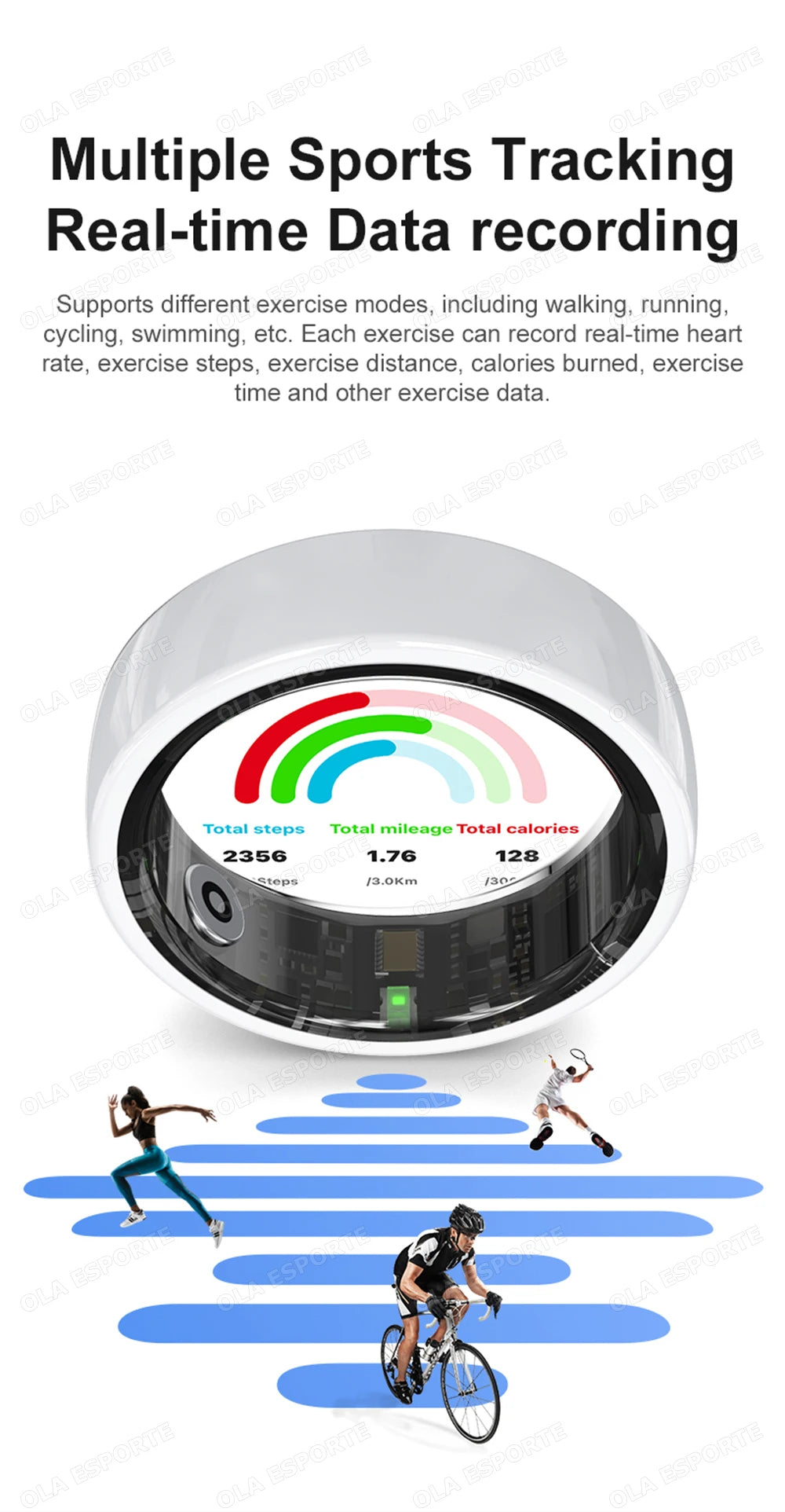 New Smart Ring With Box Heart Rate Stress Monitoring  - Gesture Control - Waterproof - Health - Sports