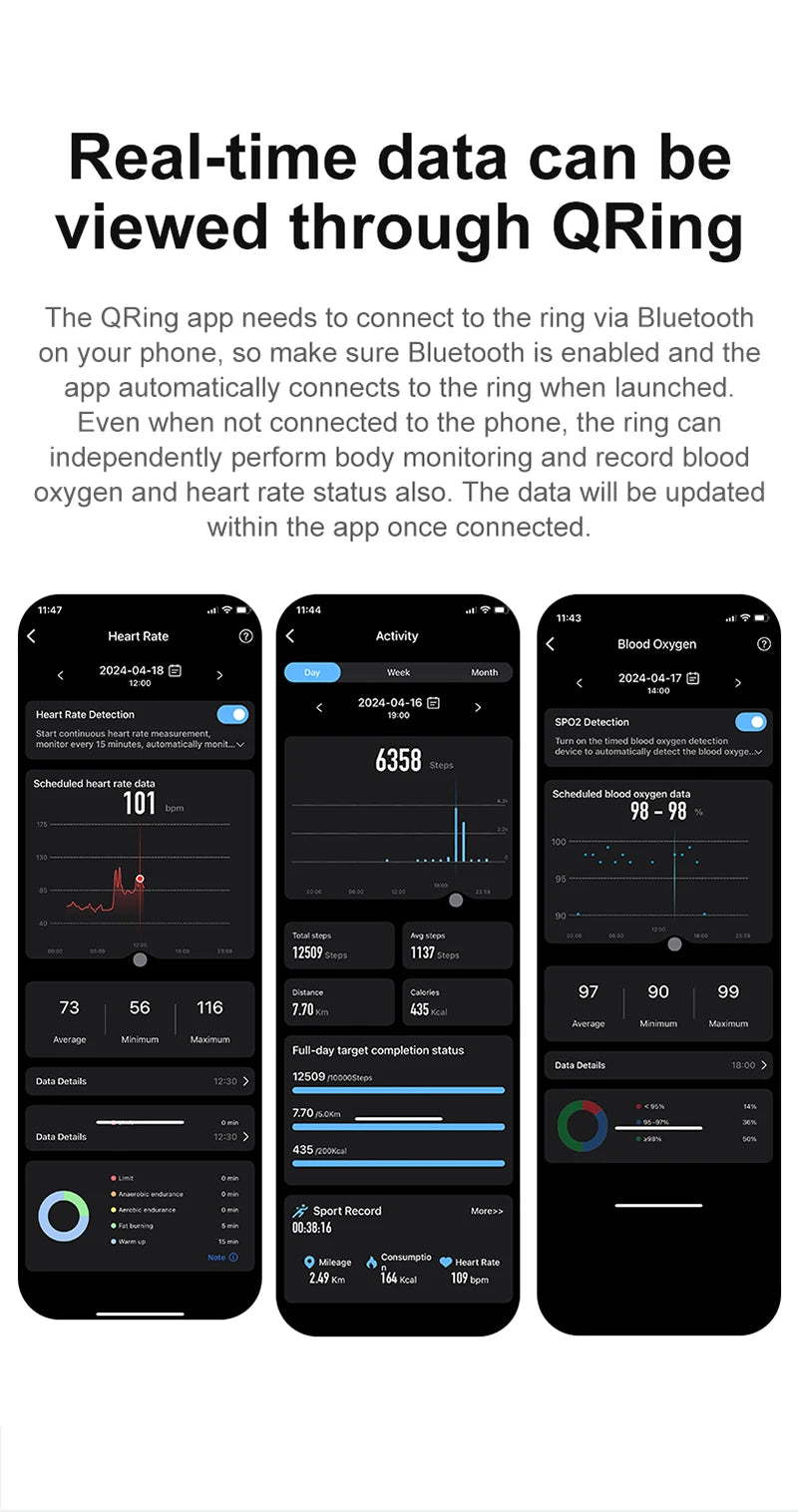 R03 Smart Ring With Charing Case, Battery Life 39 Days, Health Sleep Monitor, 5ATM Waterproof, Multi-sport Mode