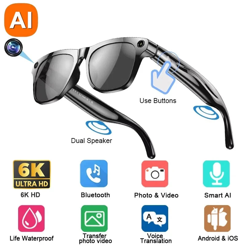 NextGen AI Smart Glasses – 6K HD Camera & Bluetooth Calling
