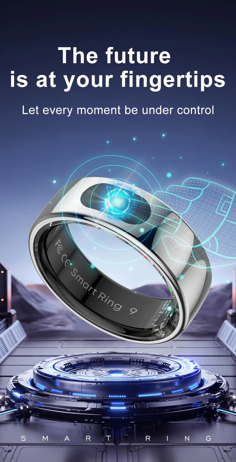 R08 Smart Ring Touch Control Function Health Monitor 5ATM Waterproof Skin Temperature Measurement