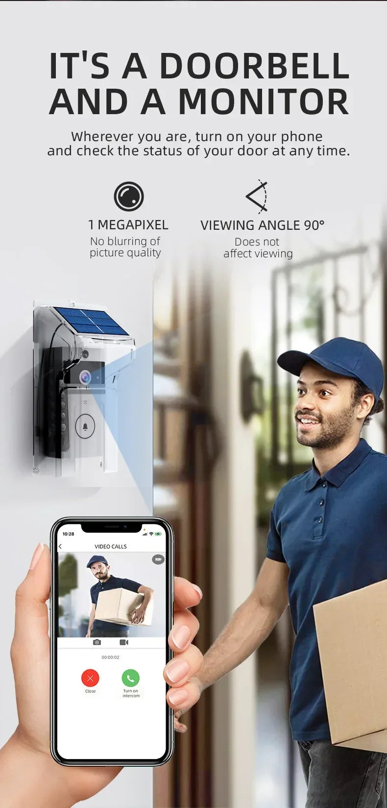 Smart Solar Doorbell – No Charging Hassle, Full Security