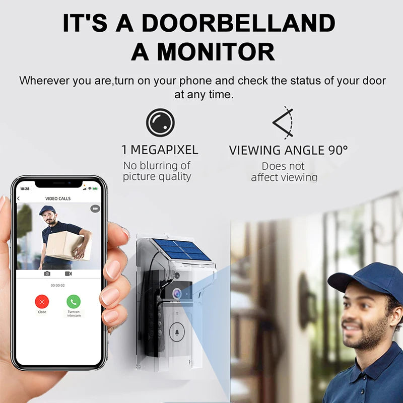 Smart Solar Doorbell – No Charging Hassle, Full Security