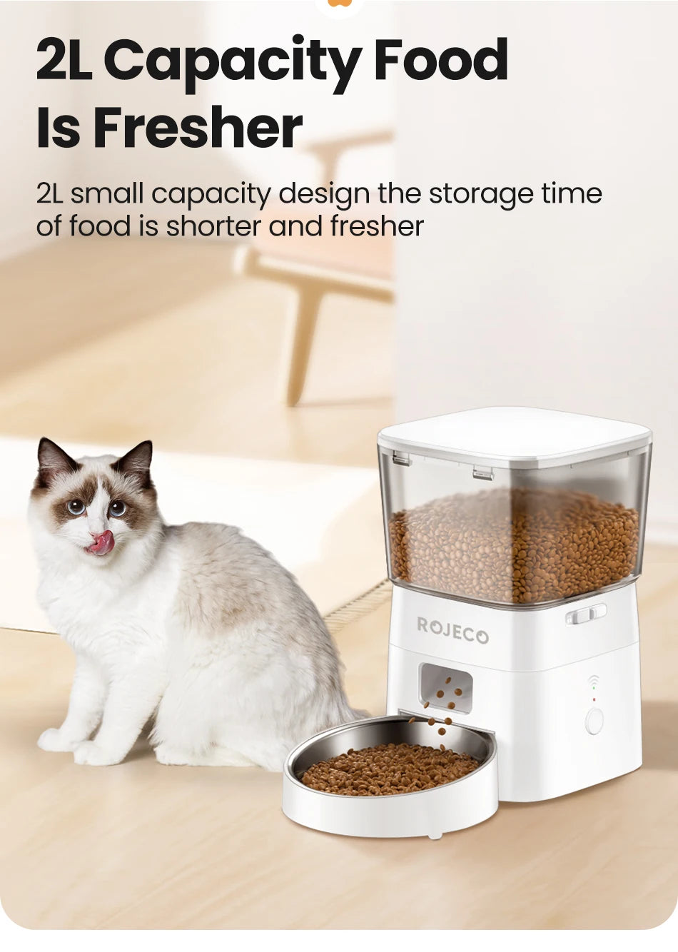 ROJECO smart Dog Feeder – Never Miss a Meal, Control from Anywhere via WiFi