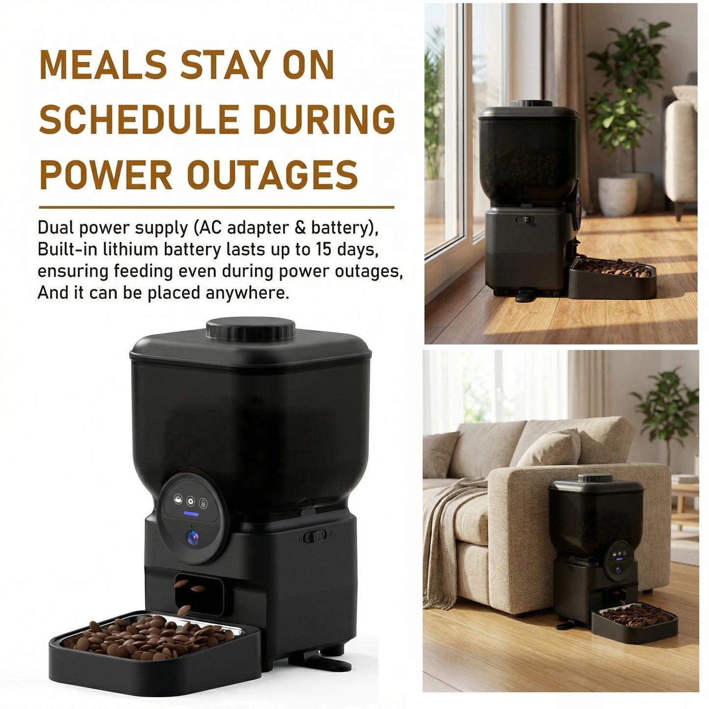 6.5L Automatic Cat Feeder Rechargeable Wifi Smart Pet Feeder App Controlled Cat Feeder With Camera Built-in Battery Cat Dog Feeder