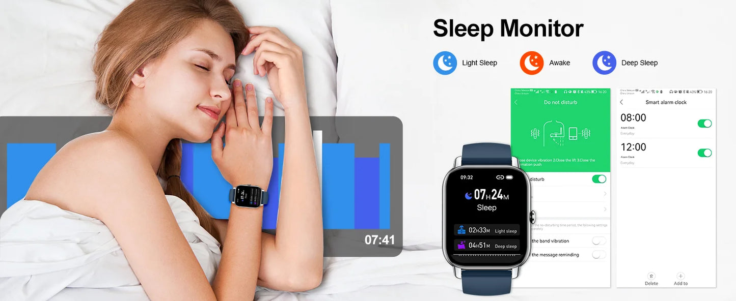 P66 Smart Watch 1.85 inch waterproof GPS health & sleep tracker - Fixed band