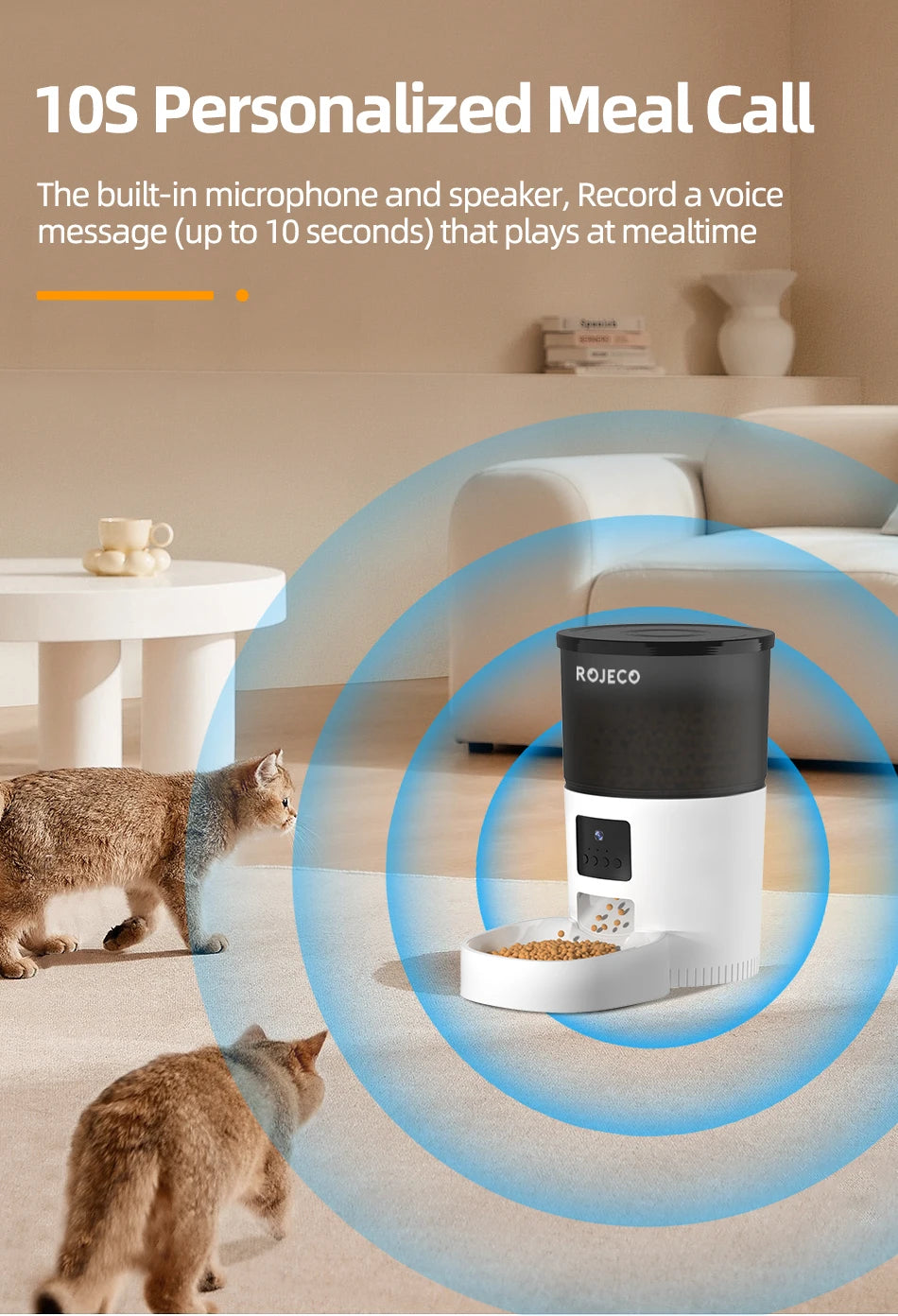 ROJECO Smart Pet Feeder – See, Talk & Feed Your Pets Remotely