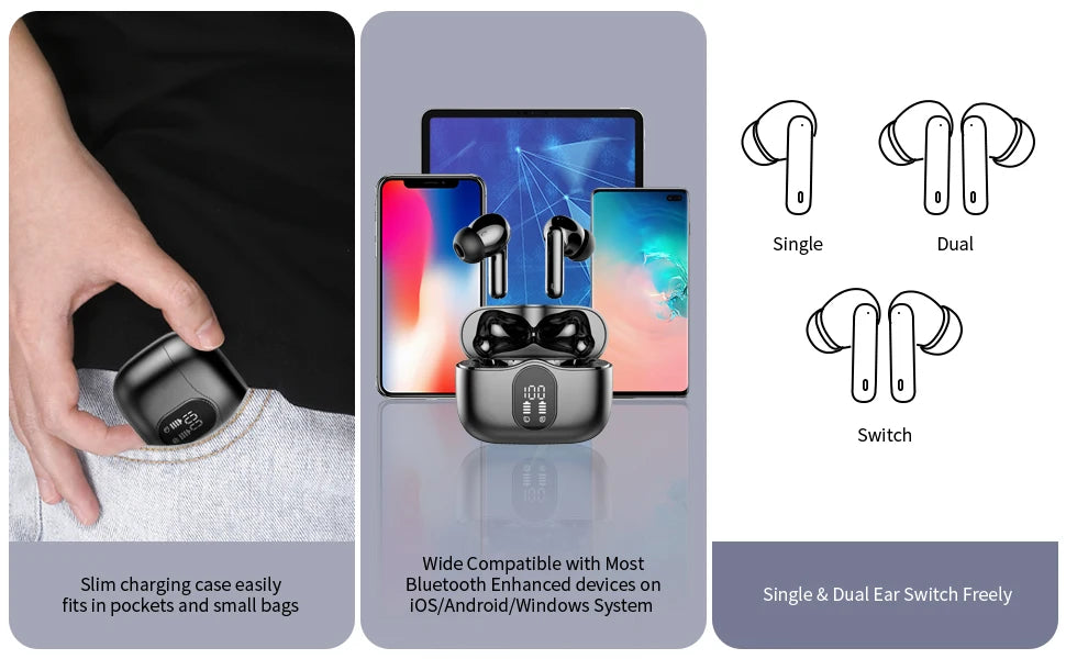 Wireless Bluetooth 5.3 Earbuds – ENC Calls & 36H Battery
