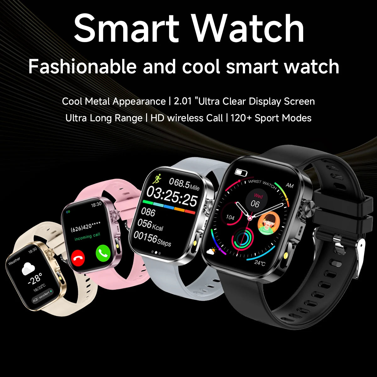 2026 New Hot Smartwatch 2.01 Screen Voice Assistant - flash light