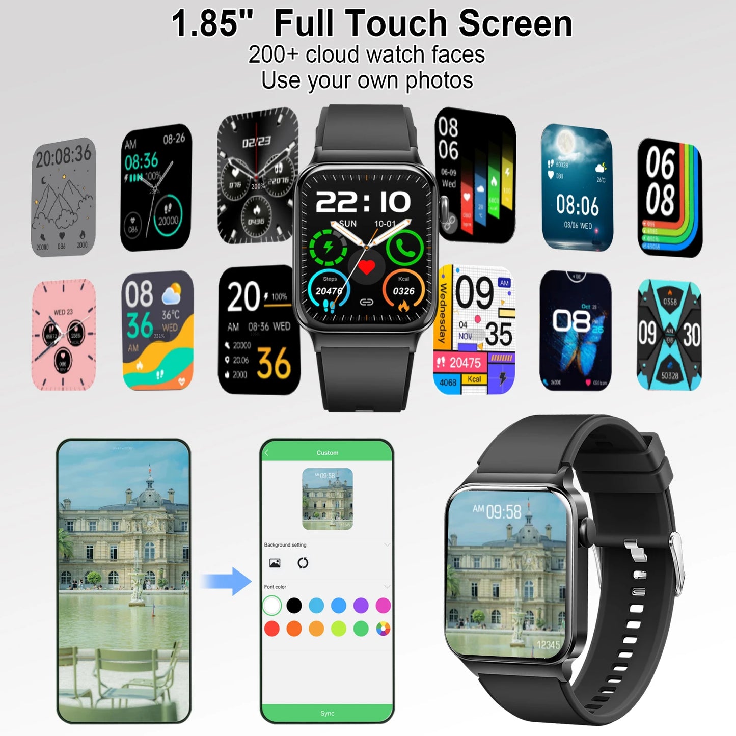 T50 Fitness Tracker Smartwatch | 100+ Sport Modes I Waterproof | 1.85" Ultra Thin + Heart Rate/Sleep Monitor (Answer Call)