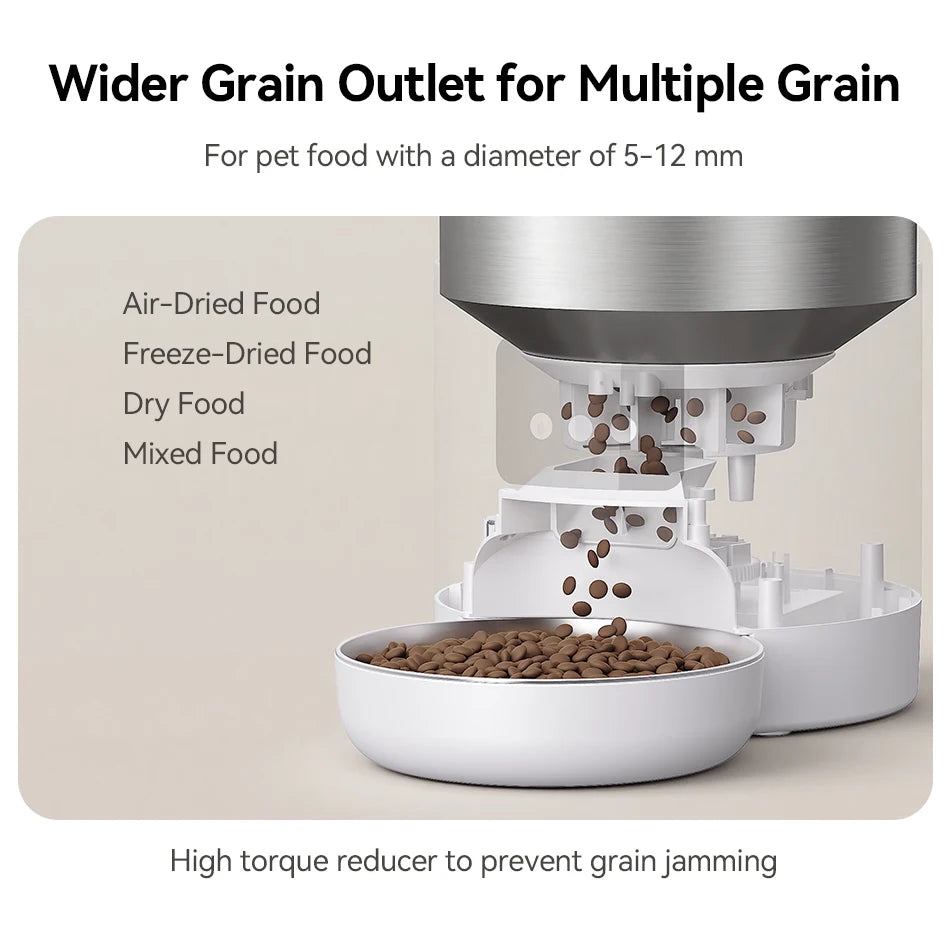ROJECO 4.5L Smart Pet Feeder – Record Your Voice & Feed on Schedule via WiFi