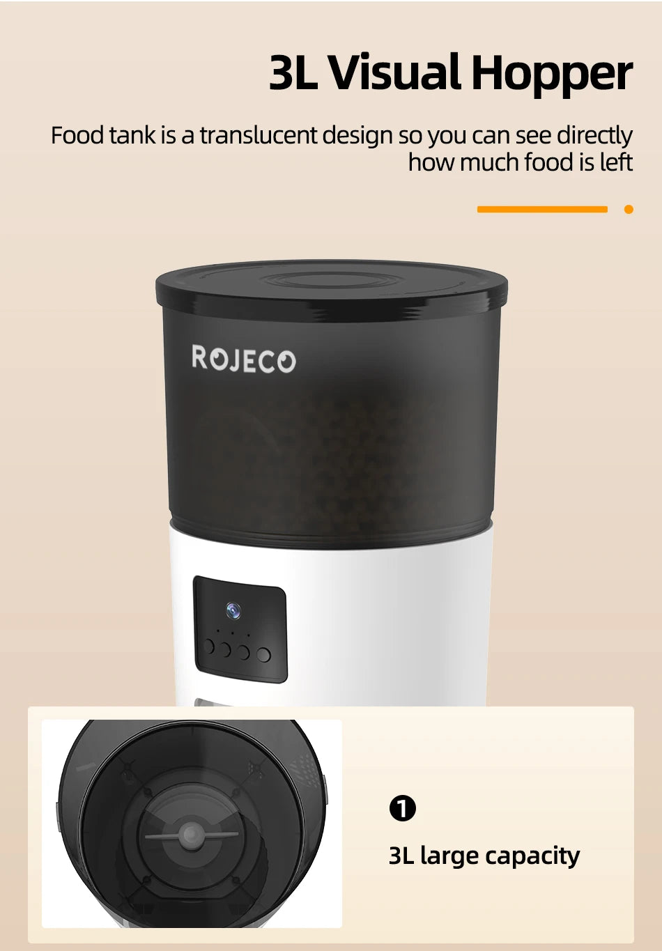 ROJECO Smart Pet Feeder – See, Talk & Feed Your Pets Remotely