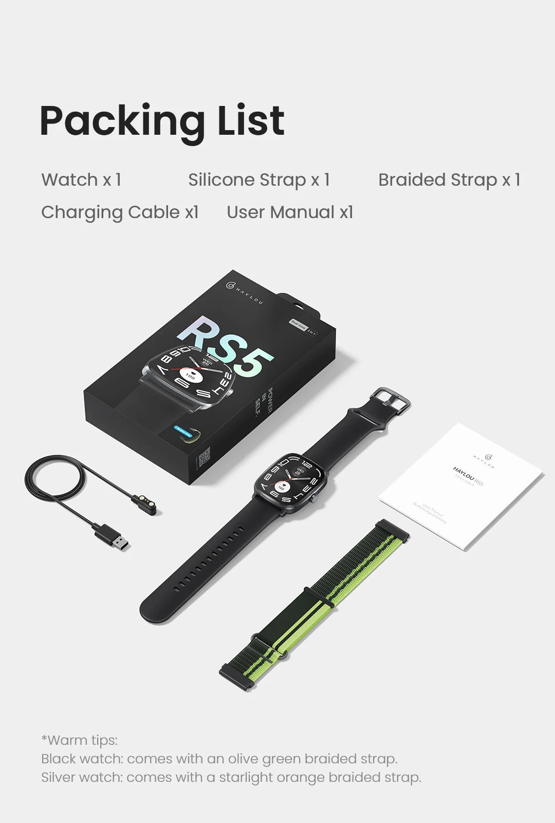 HAYLOU Watch RS5 Smart Watch 2.01'' AMOLED Display Bluetooth Call Voice Assistant Waterproof Sport Activity Fitness Smartwatchs