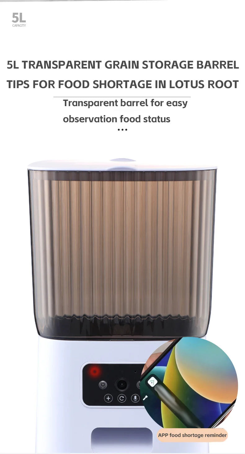 5L Smart Pet Feeder – See, Talk & Feed Your Pet from Anywhere via WiFi