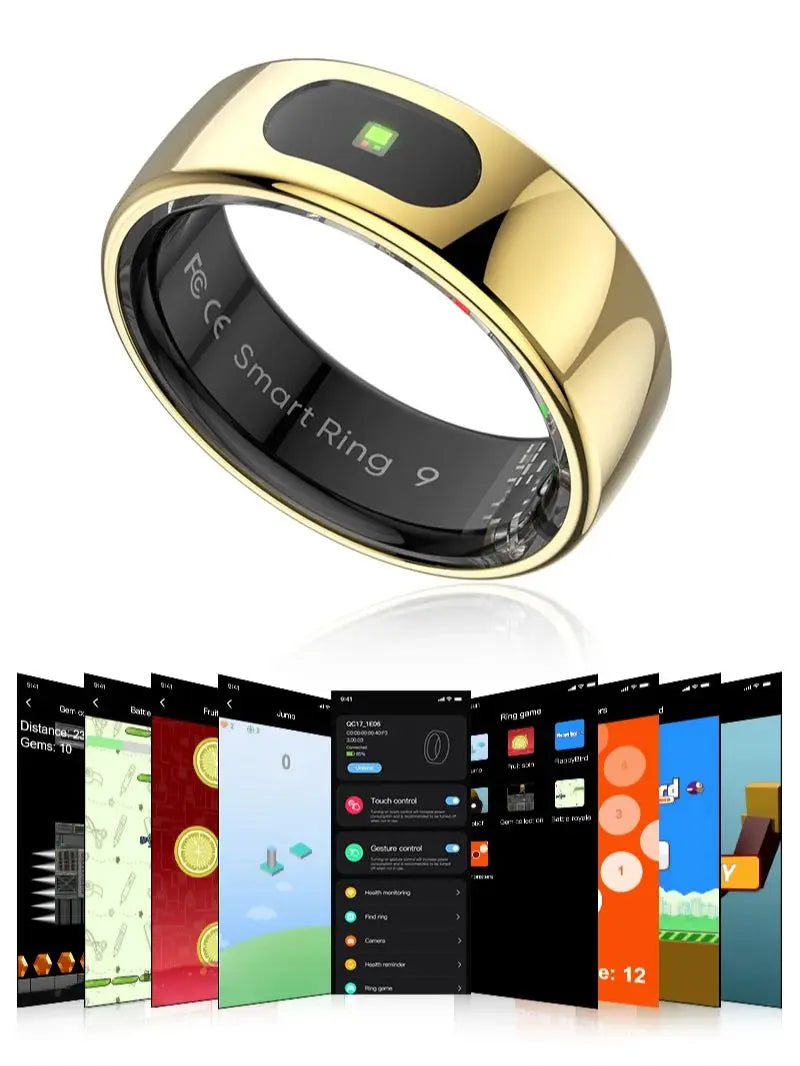 R08 Smart Ring Touch Control Function Health Monitor 5ATM Waterproof Skin Temperature Measurement