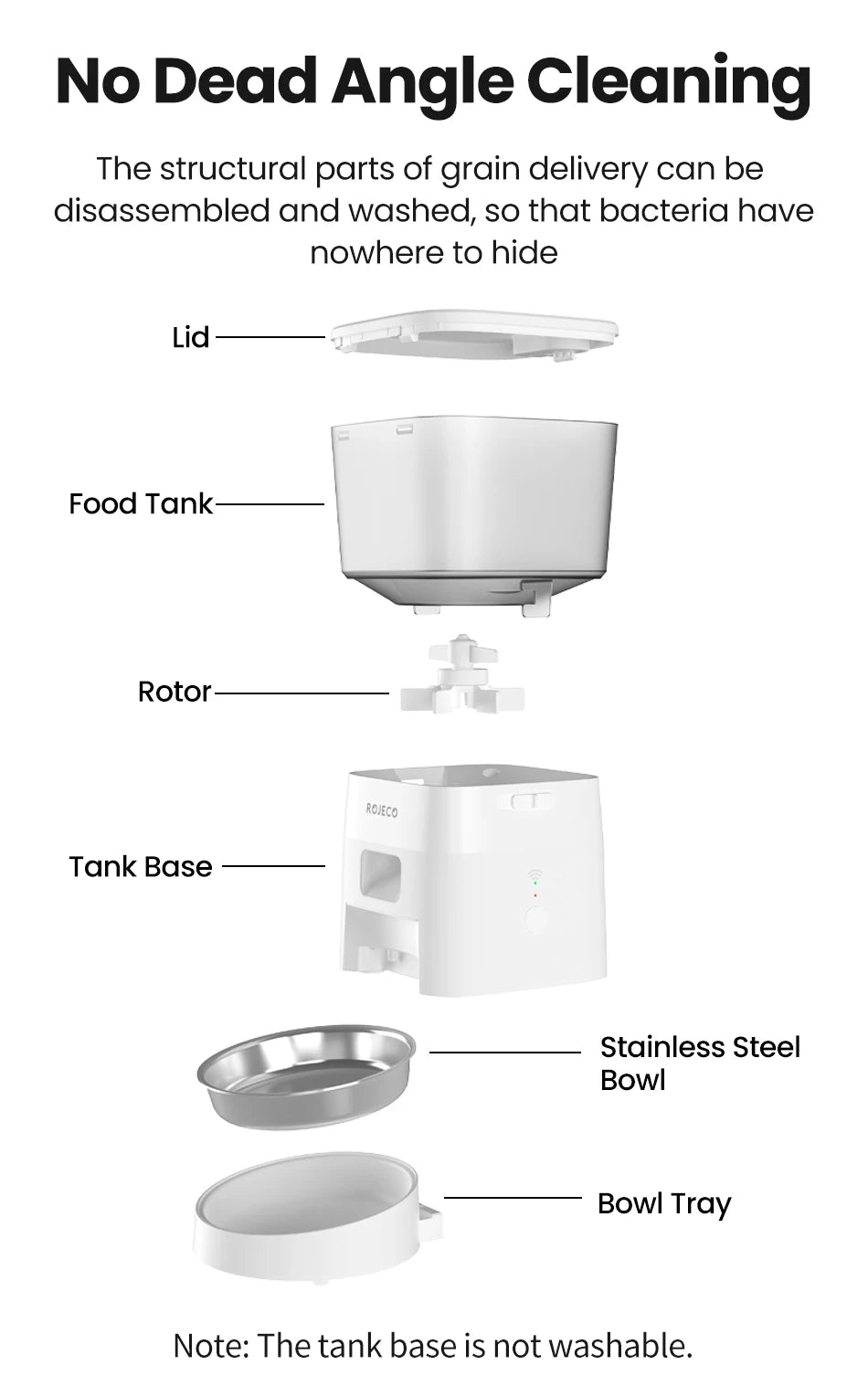 ROJECO smart Dog Feeder – Never Miss a Meal, Control from Anywhere via WiFi