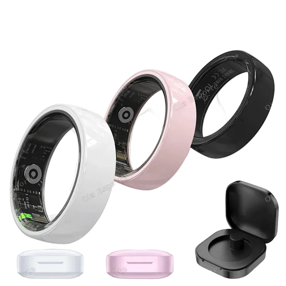 New Smart Ring With Box Heart Rate Stress Monitoring  - Gesture Control - Waterproof - Health - Sports
