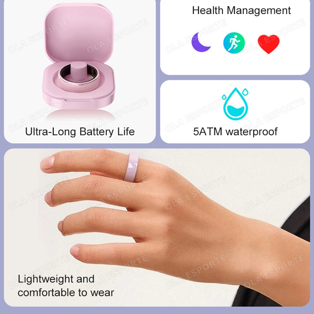 New Smart Ring With Box Heart Rate Stress Monitoring  - Gesture Control - Waterproof - Health - Sports