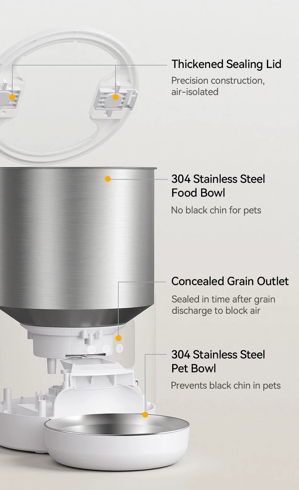 ROJECO 4.5L Smart Pet Feeder – Record Your Voice & Feed on Schedule via WiFi