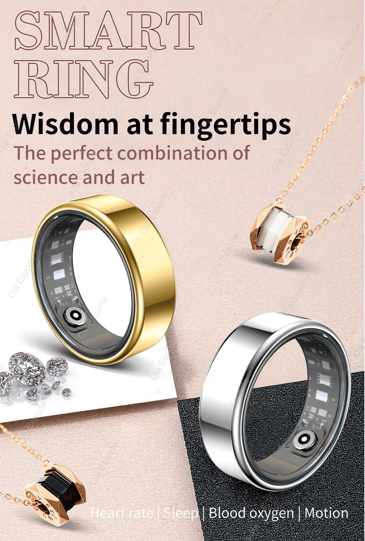 R10 Smart Ring with Charging Dock  Health Sleep Heart Rate Monitoring 5ATM Waterproof Multi-sport Mode