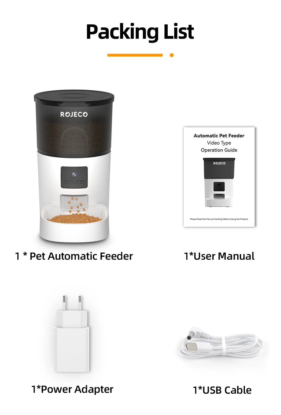 ROJECO Smart Pet Feeder – See, Talk & Feed Your Pets Remotely