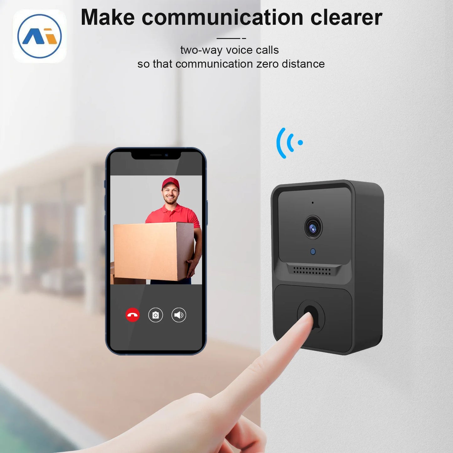 Smart WiFi Video Doorbell – HD Camera, Night Vision & Two-Way Talk