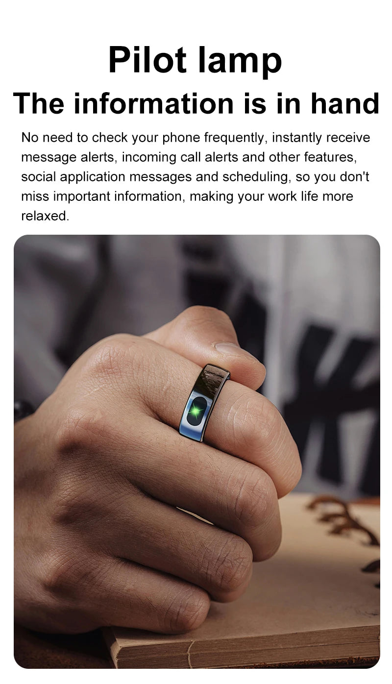 R08 Smart Ring Touch Control Function Health Monitor 5ATM Waterproof Skin Temperature Measurement