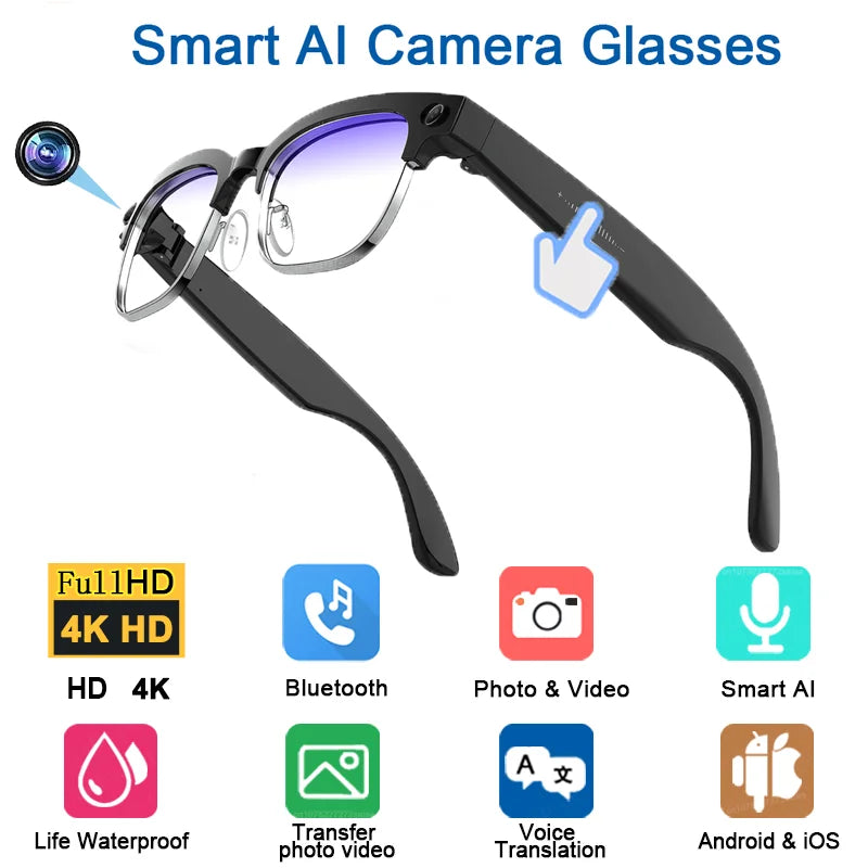 All-in-One 4K AI Smart Glasses – Capture, Call & Translate