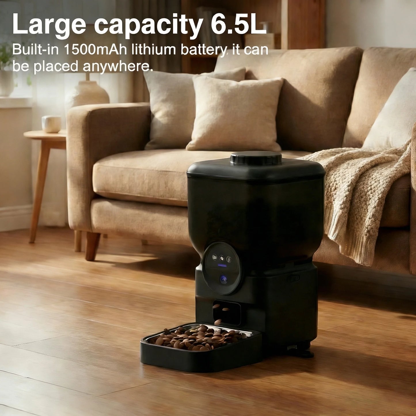 6.5L Automatic Cat Feeder Rechargeable Wifi Smart Pet Feeder App Controlled Cat Feeder With Camera Built-in Battery Cat Dog Feeder