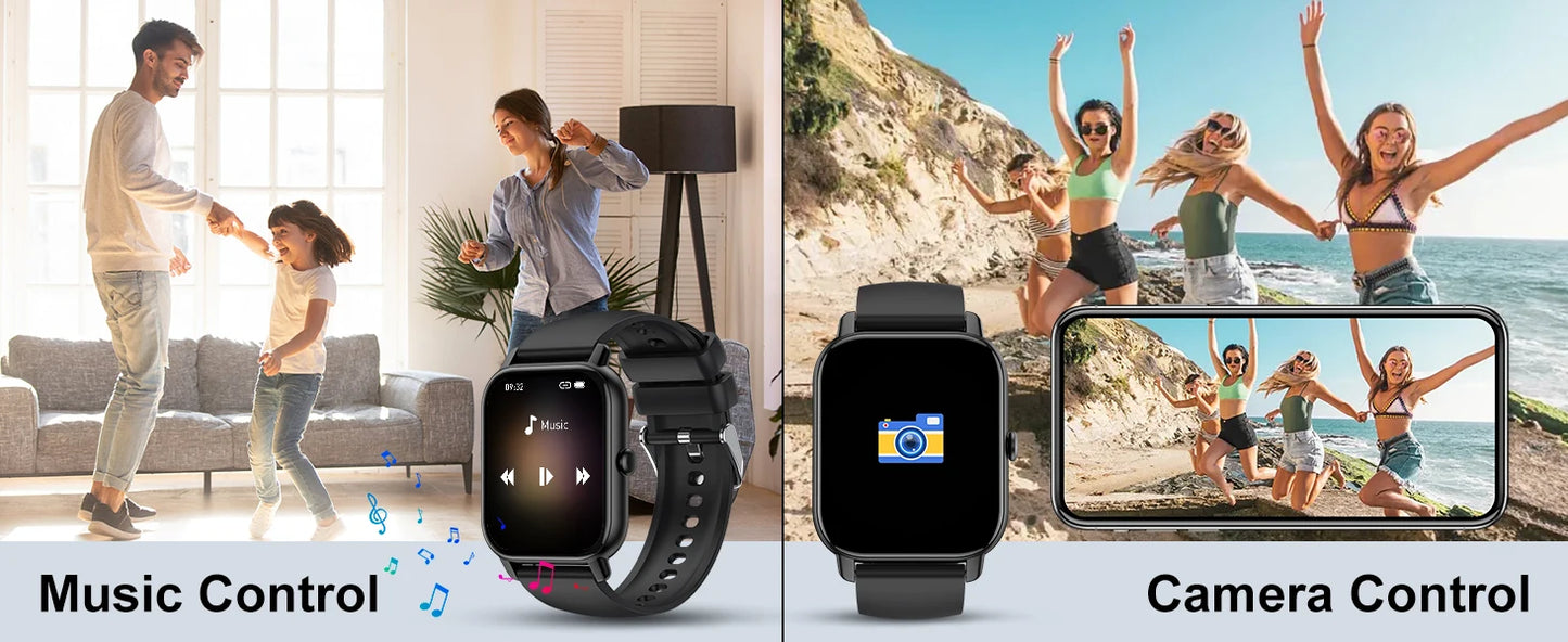 Jxrev Smart Watch, 1.85" Sports Watch for IP68 Waterproof, 110+ Sport Modes, Fitness Activity Tracker, Ultra Thin Watch.