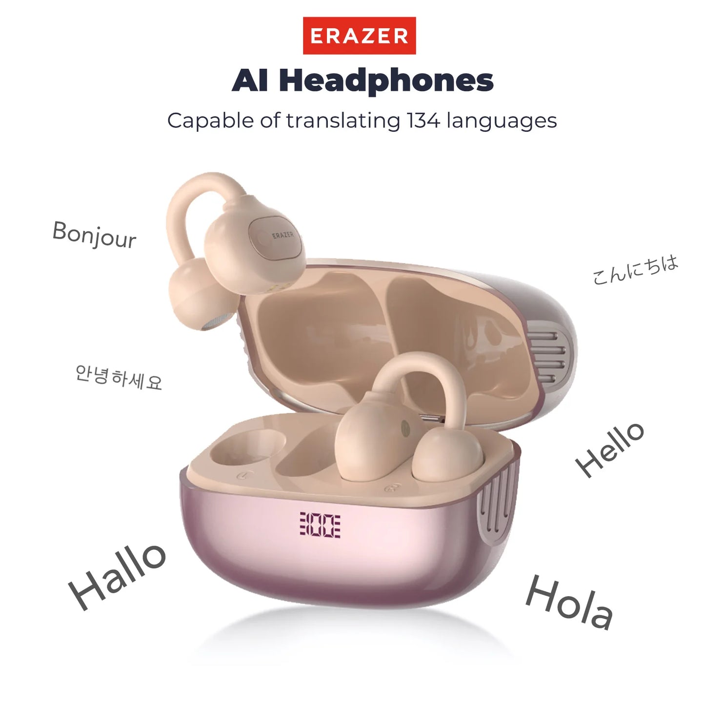 ERAZER AI Translator Ear Clip Earbuds – Real-Time Translation & Wireless Freedom