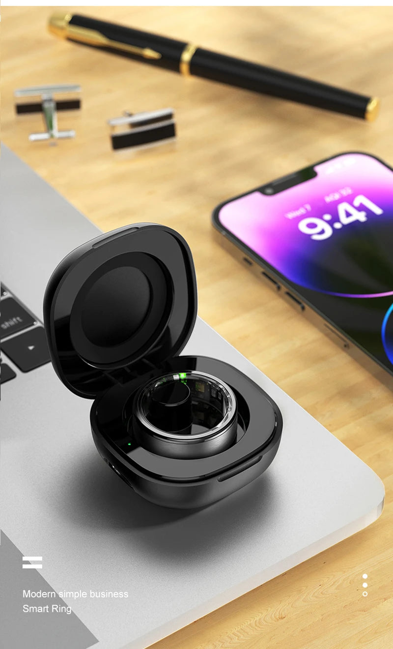 R03 Smart Ring With Charing Case, Battery Life 39 Days, Health Sleep Monitor, 5ATM Waterproof, Multi-sport Mode