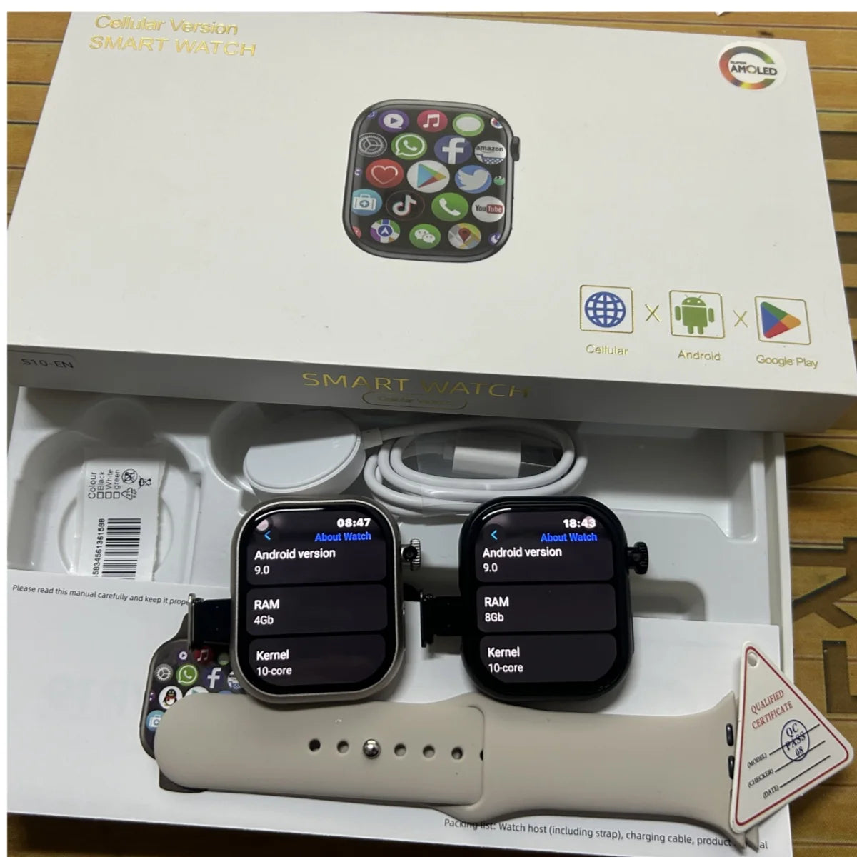 5G Smart Watch S10 Series Android 800W Camera 4G/5G LTE Sim Card GPS WIFI 2.26 inch 490*580 Amoled 128GB Storage Game