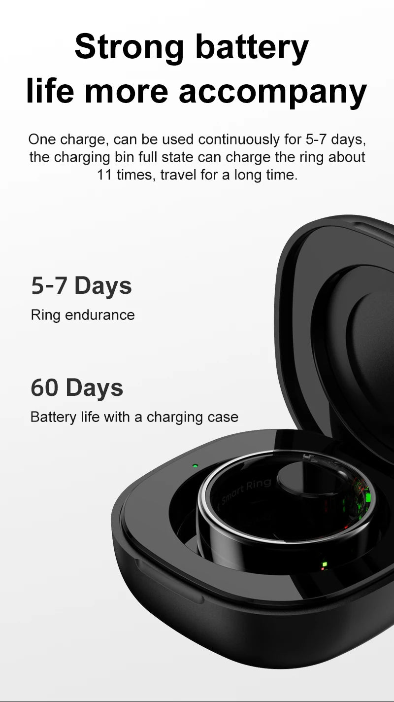 R08 Smart Ring Touch Control Function Health Monitor 5ATM Waterproof Skin Temperature Measurement