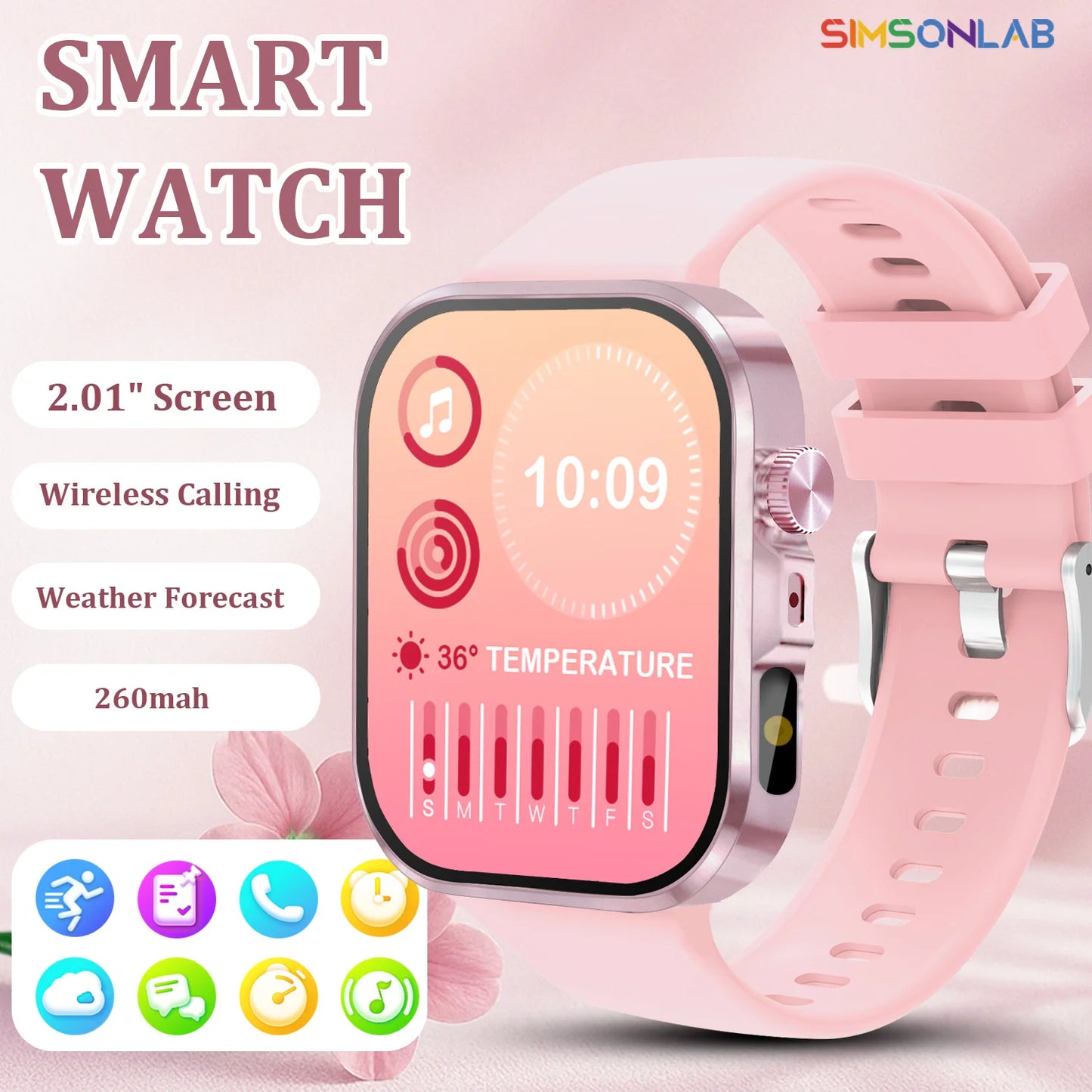 2026 New Hot Smartwatch 2.01 Screen Voice Assistant - flash light