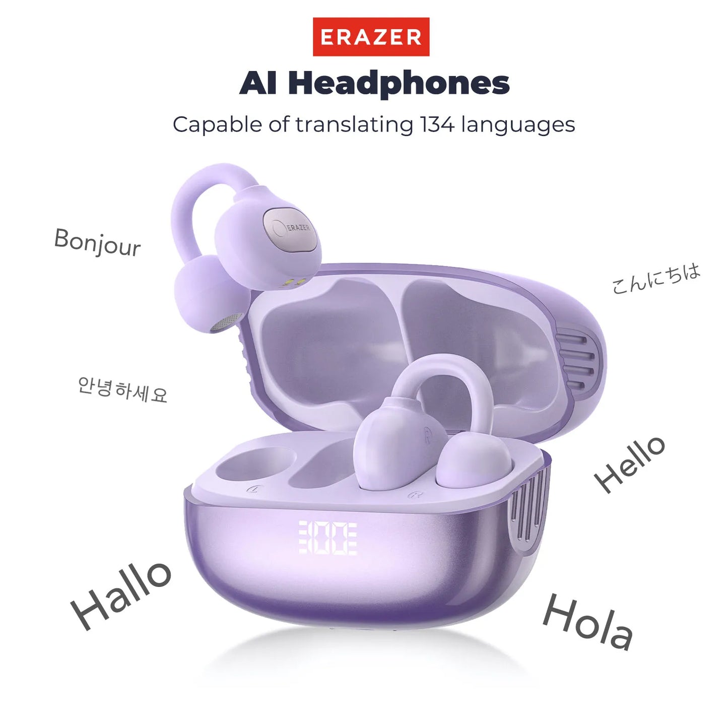 ERAZER AI Translator Ear Clip Earbuds – Real-Time Translation & Wireless Freedom