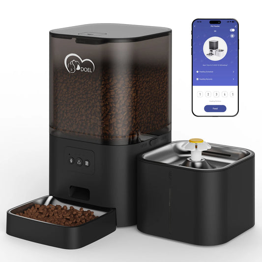 DOEL 2-in-1 smart Cat Feeder – Food & Water, Scheduled & WiFi Controlled