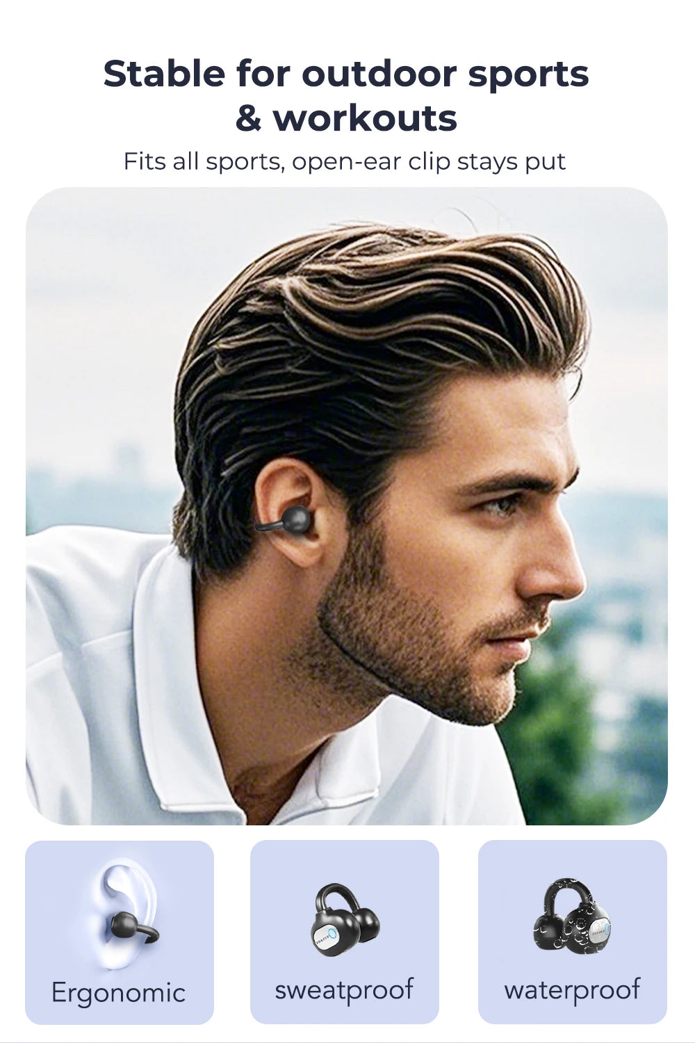 ERAZER AI Translator Ear Clip Earbuds – Real-Time Translation & Wireless Freedom