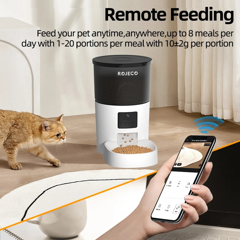 ROJECO Smart Pet Feeder – See, Talk & Feed Your Pets Remotely