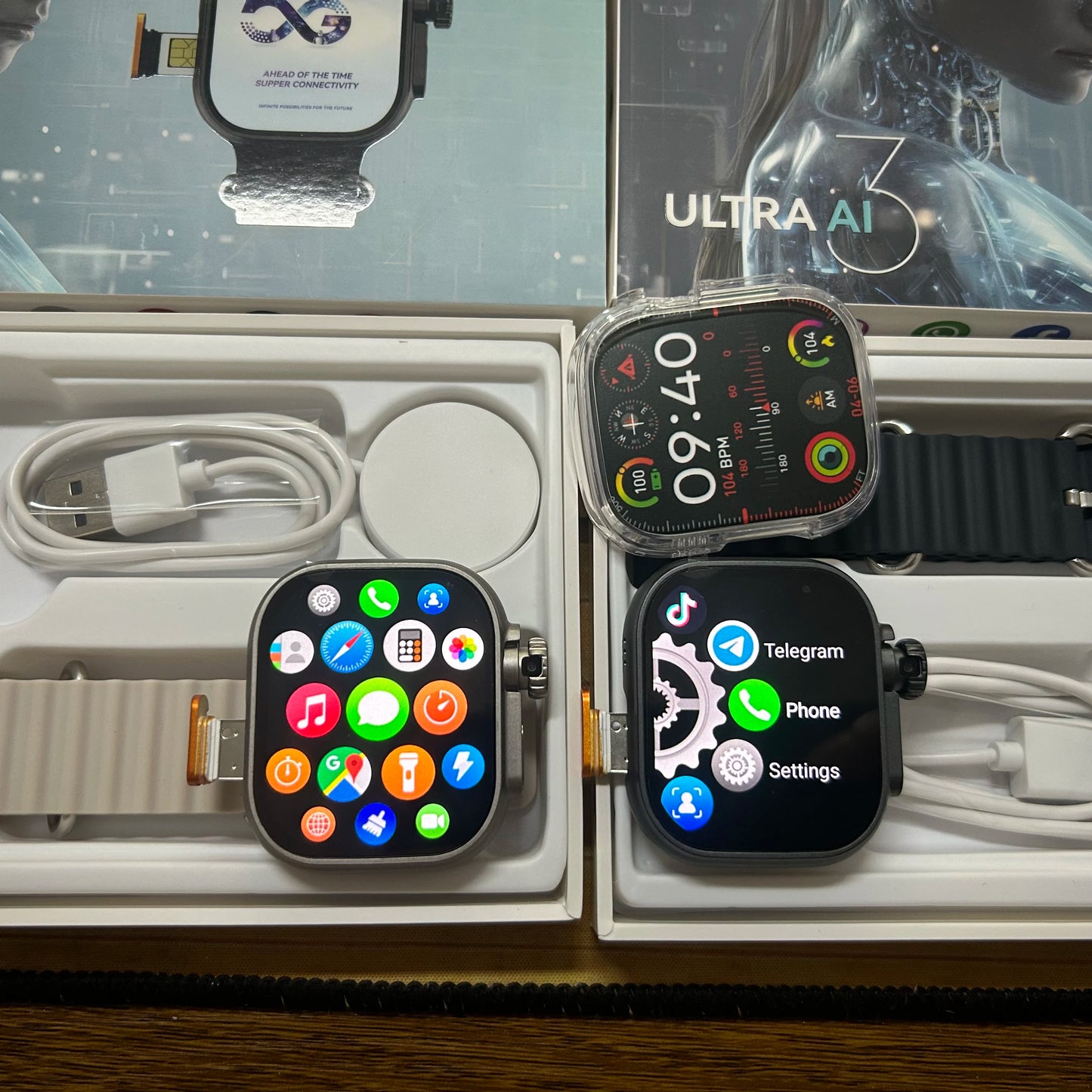 Microwear Ultra Ai3 Smartwatch 5G 180° Rotating Camera Google Play SIM GPS WIFI 2.2inch Amoled HD Display 4G Calling
