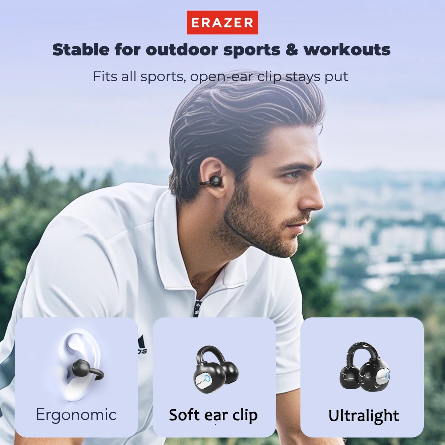 ERAZER AI Translator Ear Clip Earbuds – Real-Time Translation & Wireless Freedom