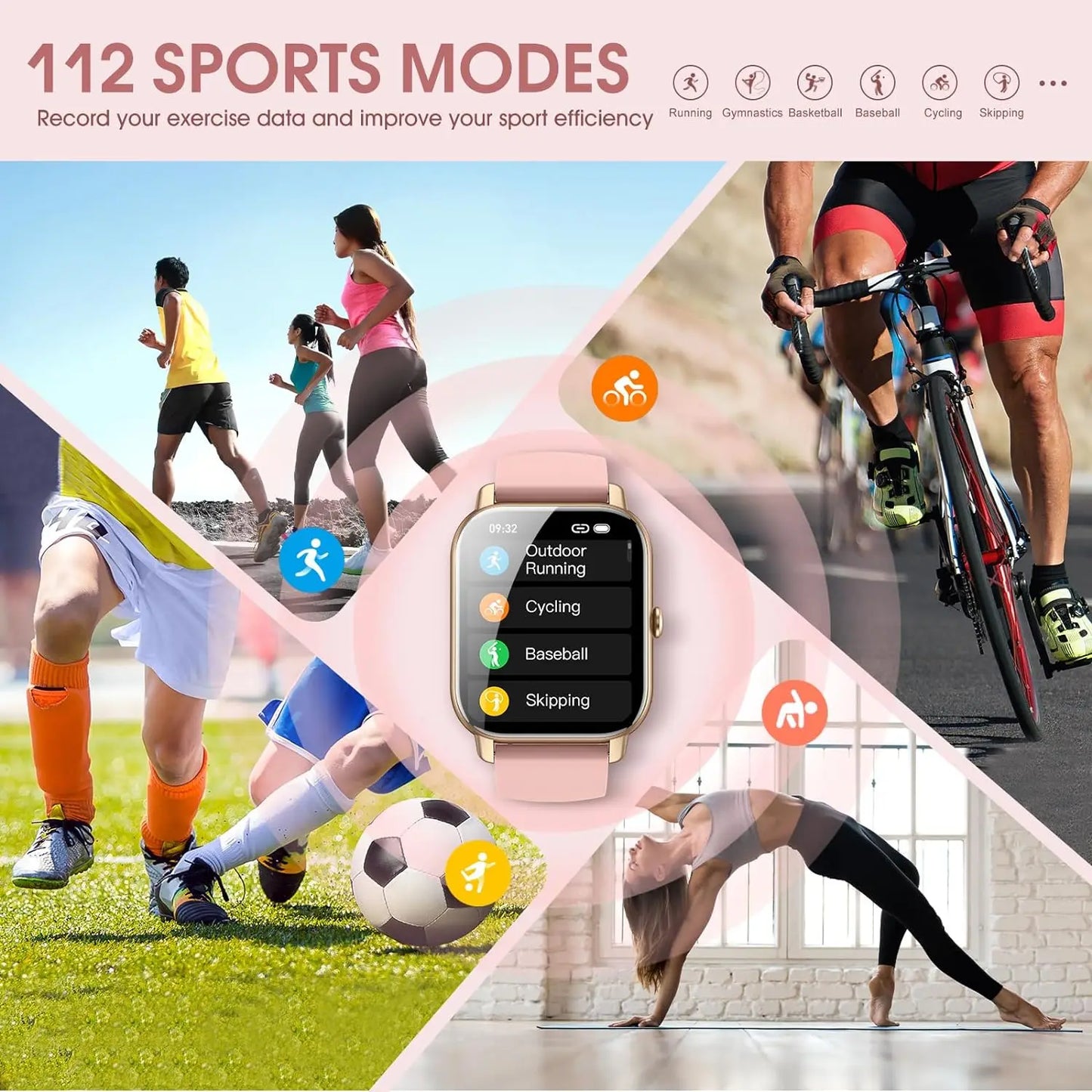 P66 Smart Watch 1.85 inch waterproof GPS health & sleep tracker - Fixed band